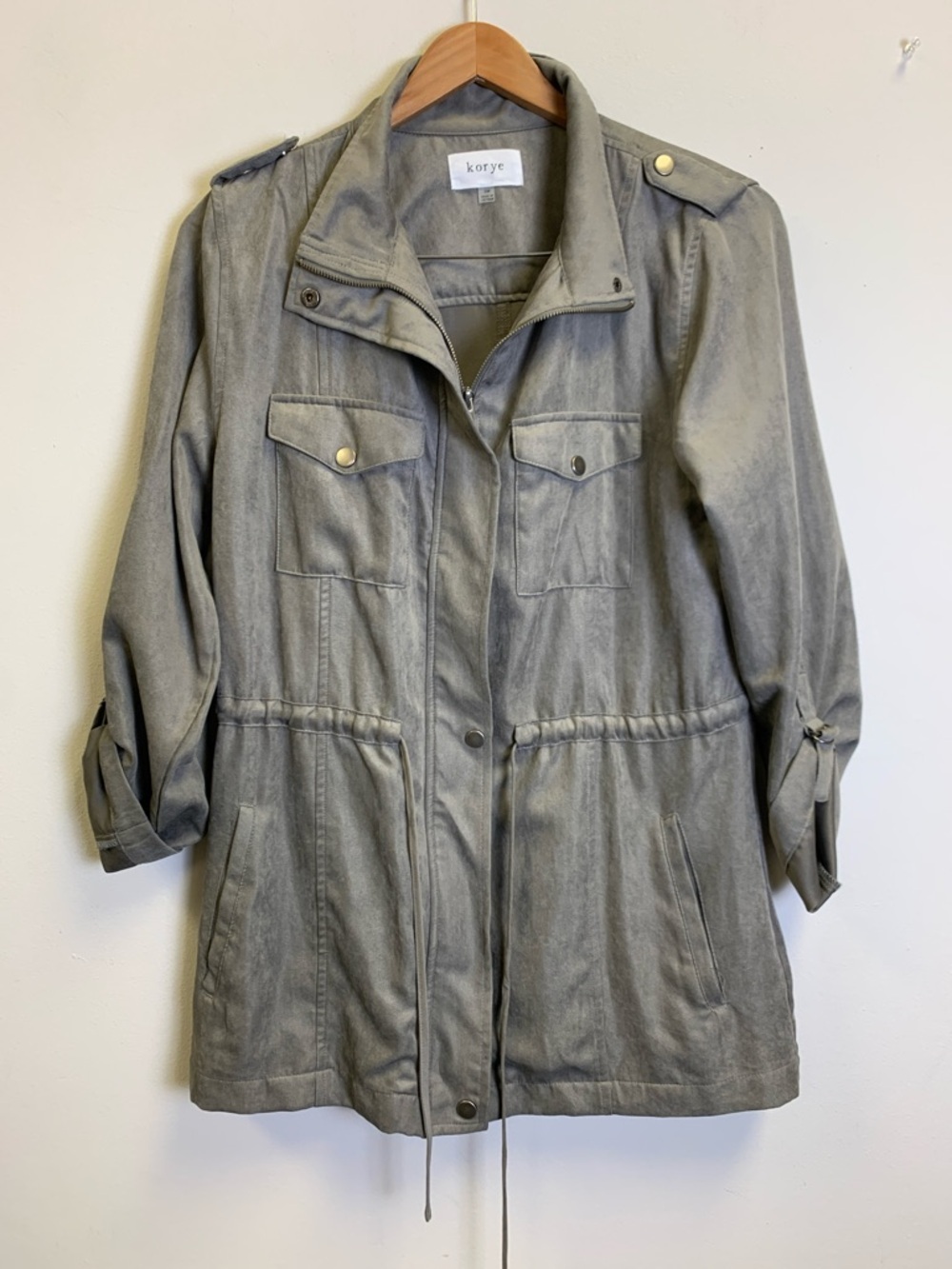 Korye Gray Utility Jacket with Drawstring Waist